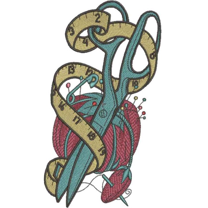 Scissors and needle bar embroidery design - Embroidery Design