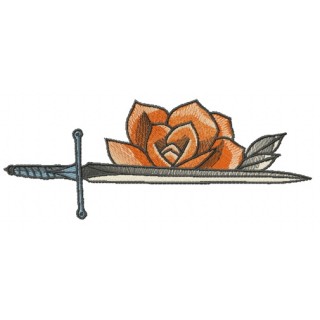 Sword and rose embroidery design - Embroidery Design