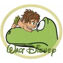 Arlo and Spot 2 embroidery design featuring characters from The Good Dinosaur, ideal for kids' apparel and gifts.