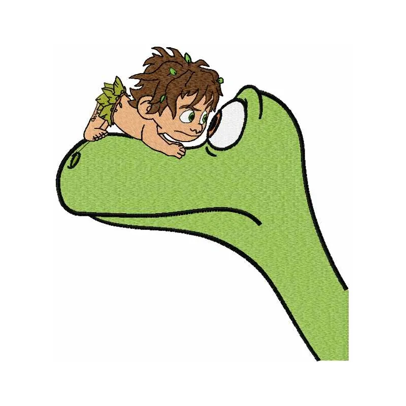 Arlo and Spot embroidery design from The Good Dinosaur, showcasing a delightful stitching pattern for creative projects.