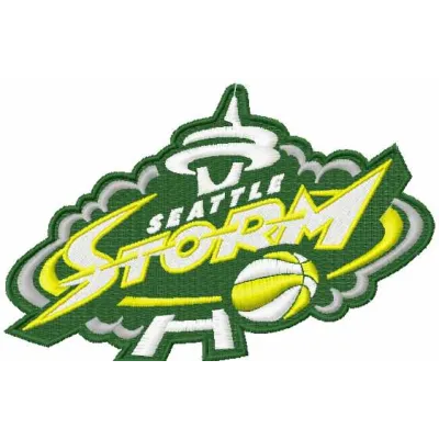 Seattle Storm logo embroidery design for basketball enthusiasts, showcasing vibrant stitching patterns.