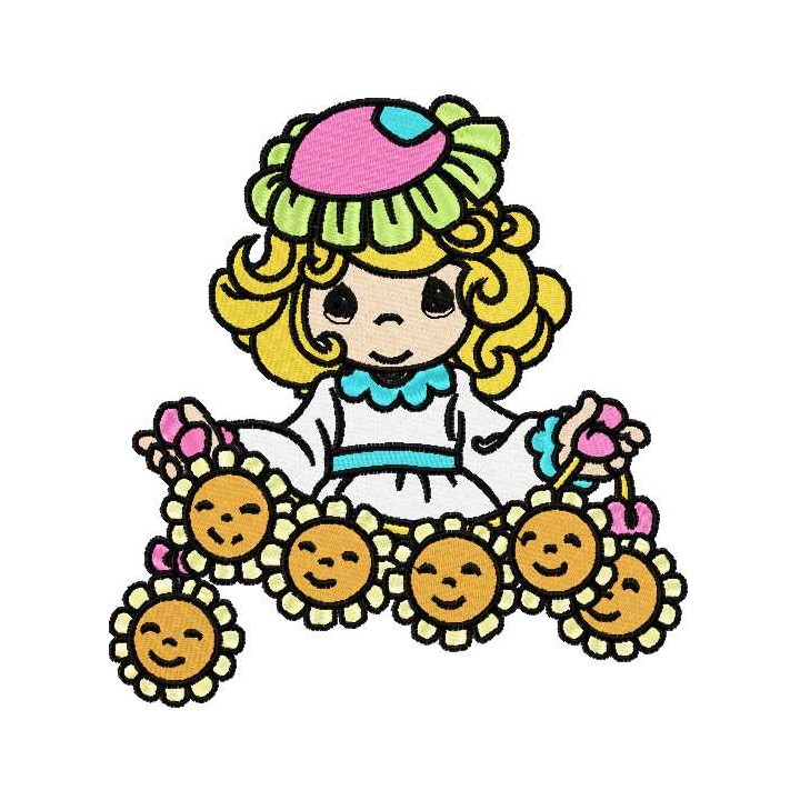 Girl with sunflowers embroidery design - Embroidery Design