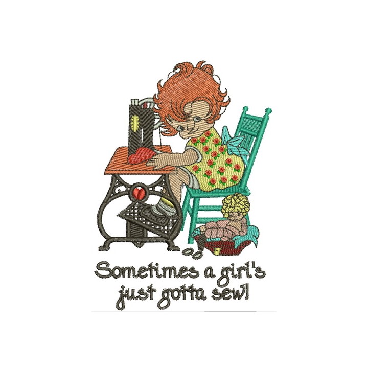Sometimes a girl's just gotta sew embroidery design - Embroidery Design