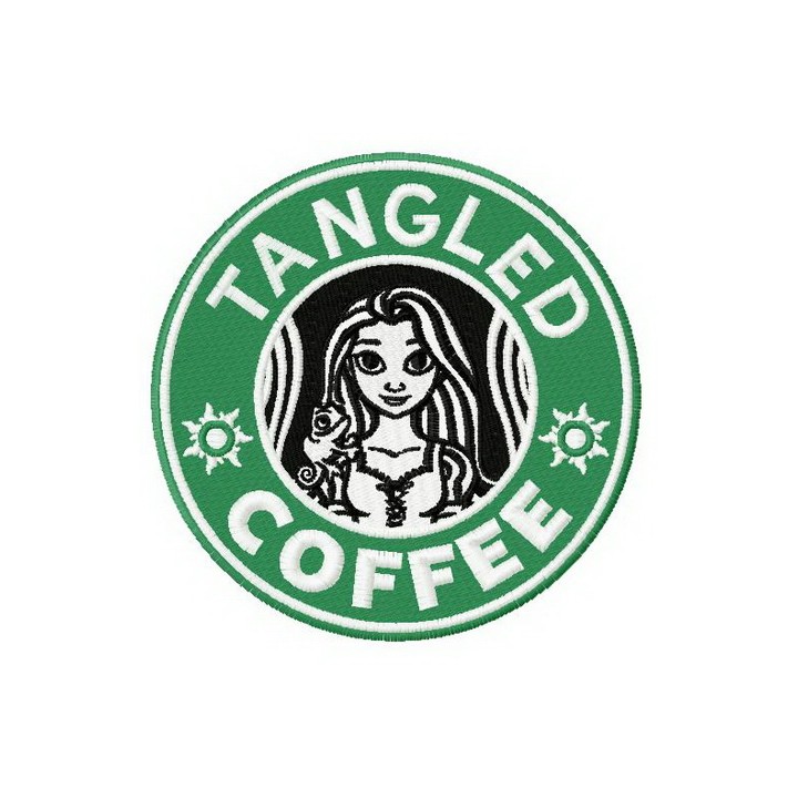Tangled coffee embroidery design - Embroidery Design