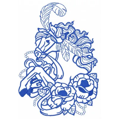 Circus horse 2 embroidery design featuring a whimsical horse in vibrant colors, ideal for embellishing t-shirts or tote bags.