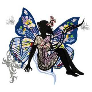 Lady butterfly embroidery design - Embroidery Design