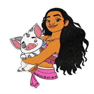 Moana and Pua 4 embroidery design - Embroidery Design