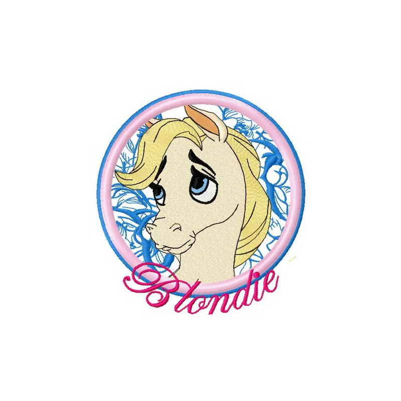 Blondie 2 embroidery design featuring a charming palace pet, perfect for embellishing bags and clothing.