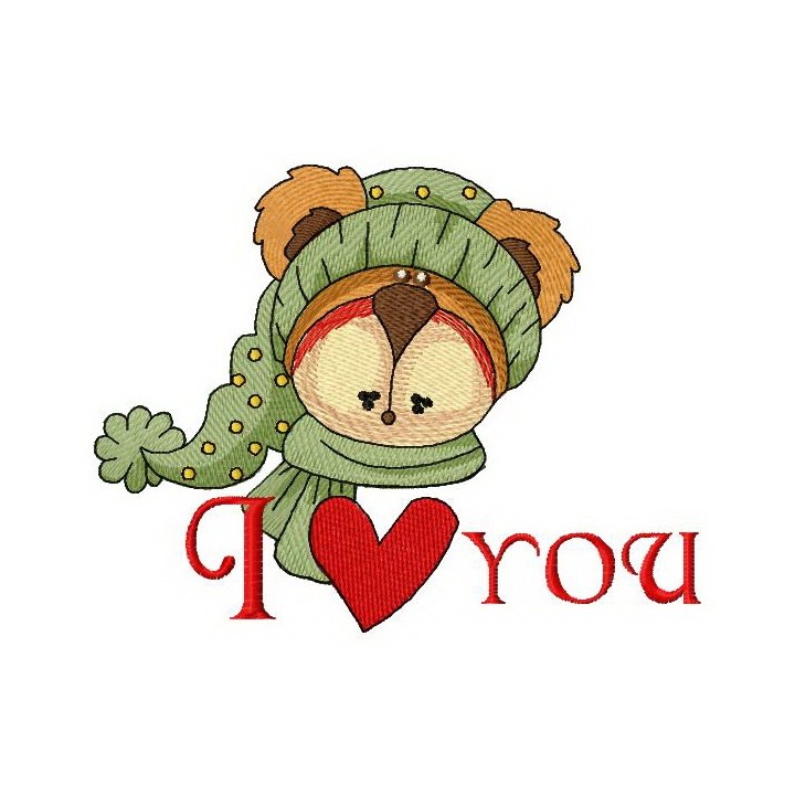 I love you bear embroidery design - Embroidery Design