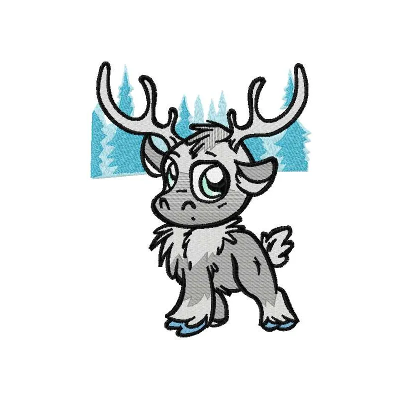 Sven Chibi embroidery design showcasing a whimsical character from Frozen, perfect for creative stitching projects.