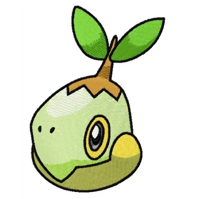 Turtwig 2 embroidery design featuring a cute Pokémon character, ideal for stitching on t-shirts and tote bags.