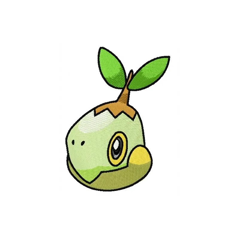Turtwig 2 embroidery design featuring a cute Pokémon character, ideal for stitching on t-shirts and tote bags.