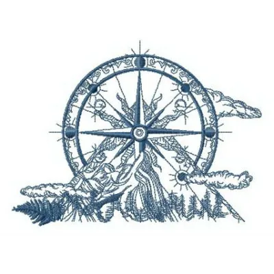All over the world embroidery design showcasing a scenic travel theme with diverse landmarks and elements.