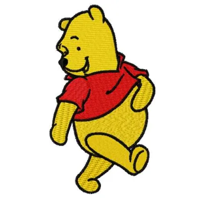 Winnie Pooh walking 4 embroidery design featuring Pooh and friends, ideal for stitching on t-shirts or blankets.