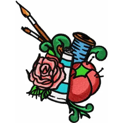 Sewing art embroidery design featuring intricate stitching patterns suitable for craft projects and textile creations.