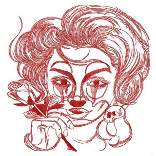 Crying lady sketch embroidery design - Embroidery Design