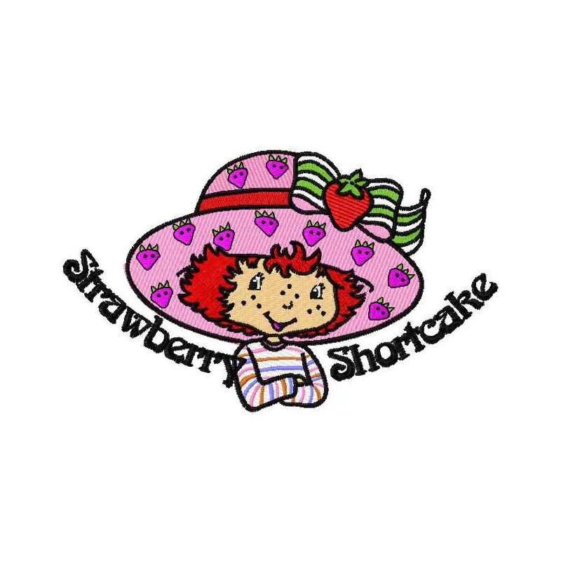 Preview of Strawberry Shortcake happy embroidery design showcasing vibrant colors and cheerful motifs.