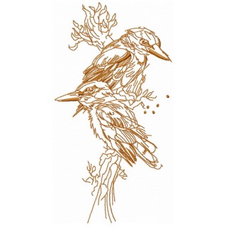 Kingfishers sketch embroidery design - Embroidery Design