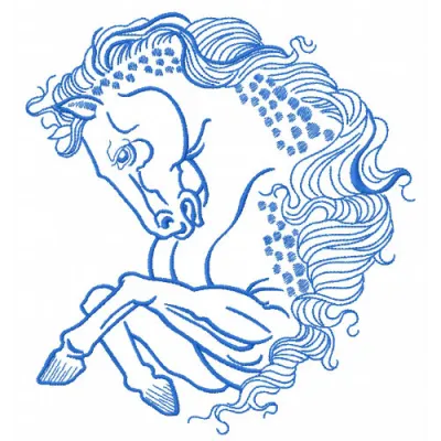 Disobedient horse 2 embroidery design preview showcasing intricate stitching patterns for horse lovers.