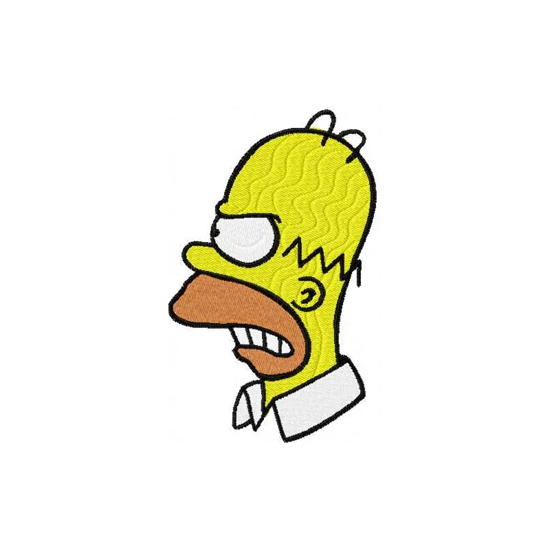 Homer Simpson 5 embroidery design featuring the iconic character in a playful stitch pattern on fabric.