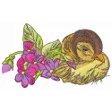 Sleepy duckling embroidery design featuring a cute, relaxed duckling, perfect for farm-themed projects.