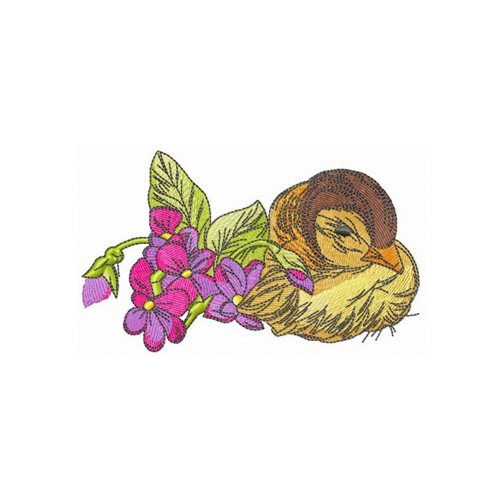 Sleepy duckling embroidery design - Embroidery Design