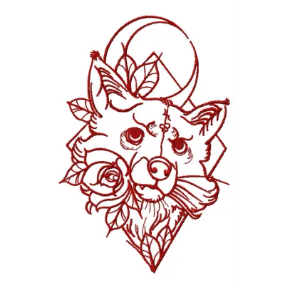 Preview of the Angry Fox 2 embroidery design featuring a lively fox motif, perfect for stitching on garments or home decor.
