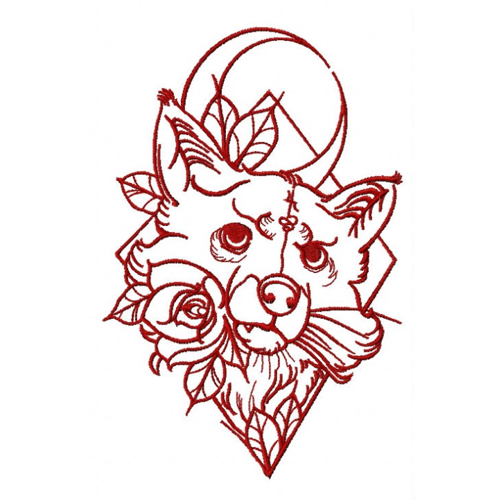 Angry fox 2 embroidery design - Embroidery Design