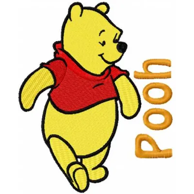 Preview of Pooh walking 4 embroidery design featuring Pooh and friends, ideal for stitching on apparel or gifts.