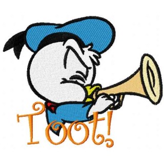 Duck trumpet toot embroidery design - Embroidery Design
