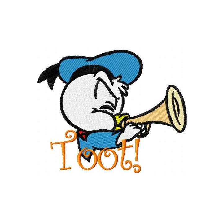 Duck trumpet toot embroidery design - Embroidery Design