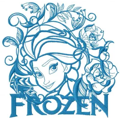 Elsa Frozen embroidery design featuring a detailed motif of the beloved character for creative stitching projects.