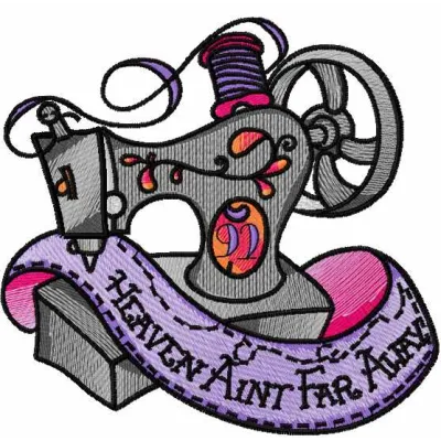 Preview of the 'Heaven Ain't Far Away' embroidery design featuring intricate stitching patterns for crafts.