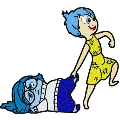 Preview of the Joy and Sadness 4 embroidery design from the Inside Out collection, showcasing intricate stitched motifs.