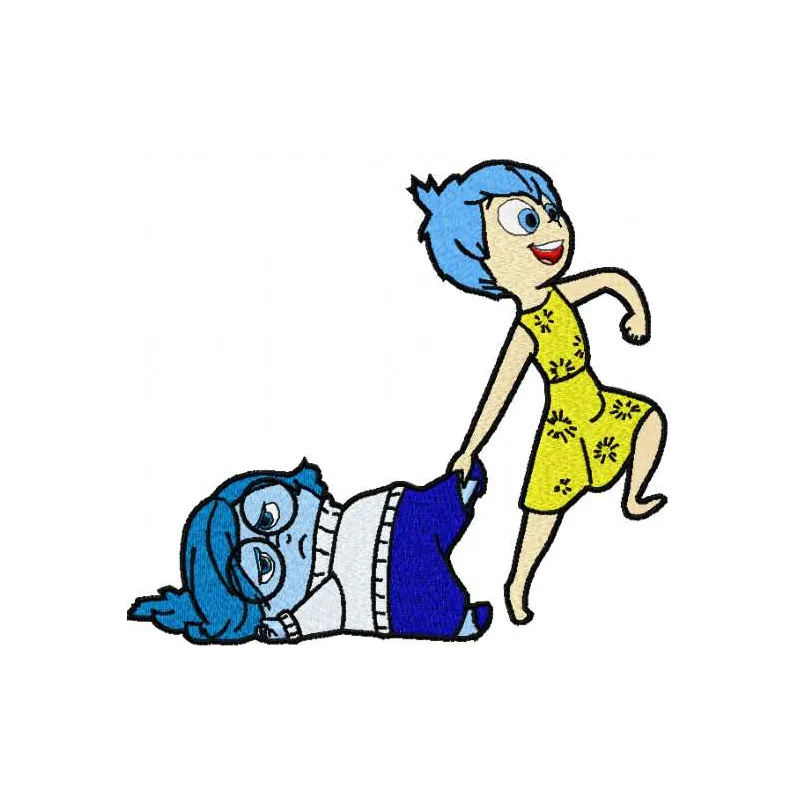 Preview of the Joy and Sadness 4 embroidery design from the Inside Out collection, showcasing intricate stitched motifs.