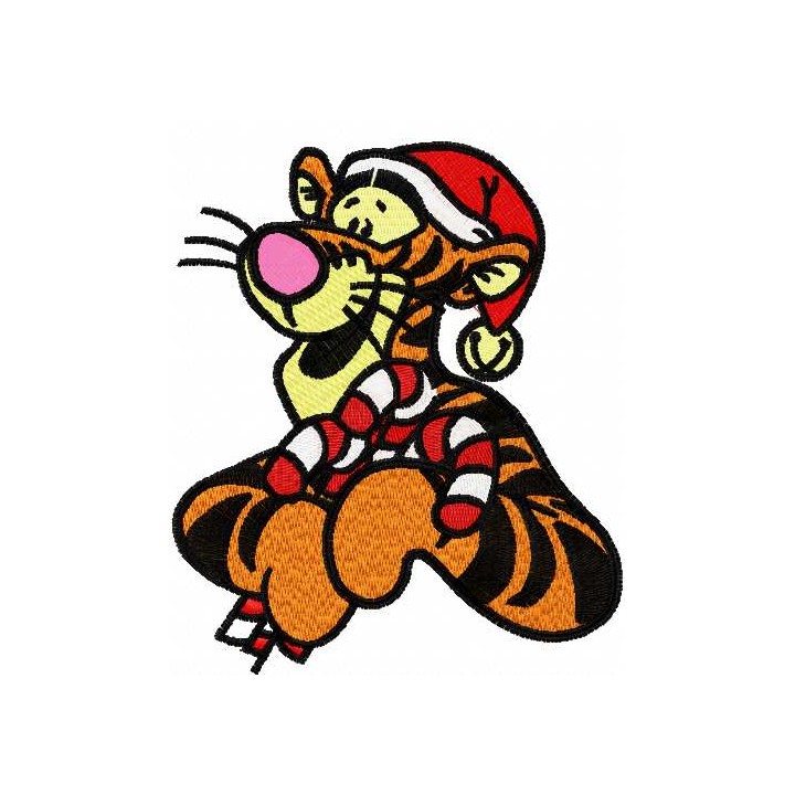 Christmas Tigger with wand embroidery design - Embroidery Design