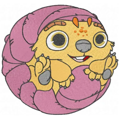 Baby Tuk Tuk embroidery design showcasing a charming character from Raya and the Last Dragon for creative stitching projects.