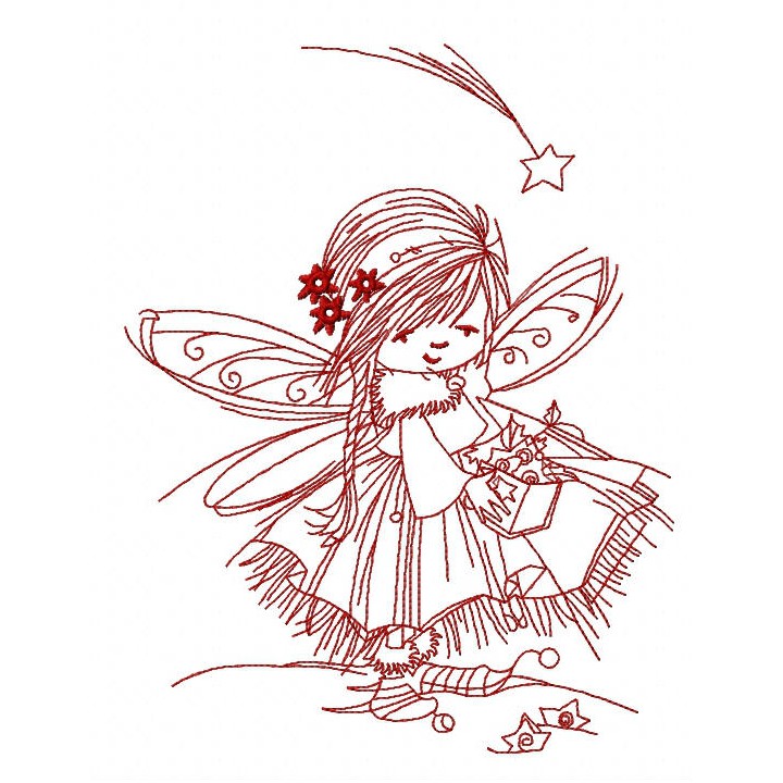 Fairy collecting stars 2 embroidery design - Embroidery Design