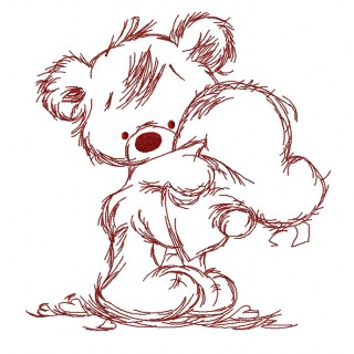 Teddy bear with heart pillow 2 embroidery design - Embroidery Design