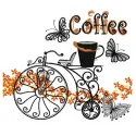 Preview of retro bicycle and coffee embroidery design featuring a charming bike and coffee cup motif.