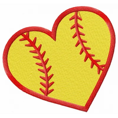 Baseball heart embroidery design featuring a playful heart shape intertwined with baseball elements.