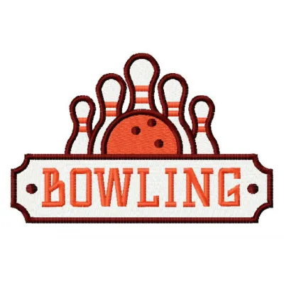 Bowling 3 embroidery design featuring a vibrant bowling ball and pins, ideal for stitching on apparel and accessories.