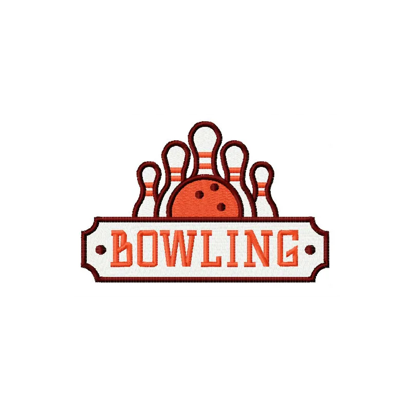 Bowling 3 embroidery design featuring a vibrant bowling ball and pins, ideal for stitching on apparel and accessories.