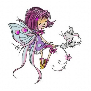 Young fairy embroidery design - Embroidery Design