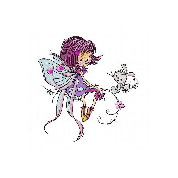 Young fairy embroidery design - Embroidery Design