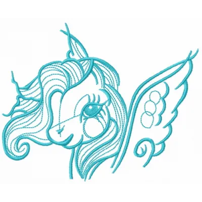 Little Pony head embroidery design preview showcasing a colorful and whimsical stitched motif for crafting projects.