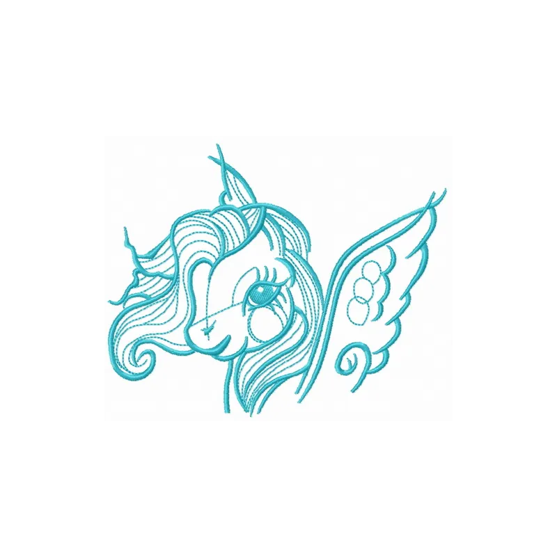 Little Pony head embroidery design preview showcasing a colorful and whimsical stitched motif for crafting projects.