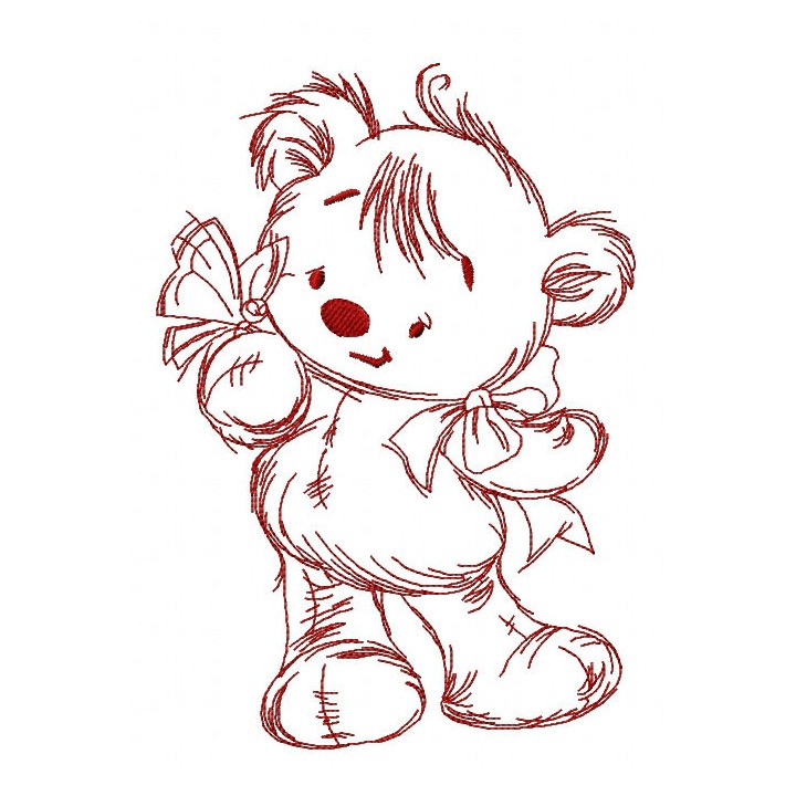 Teddy bear playing with butterfly3 embroidery design - Embroidery Design