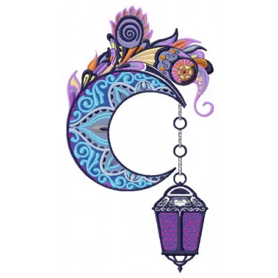 Mottled moon embroidery design showcasing intricate stitching patterns for creative projects.