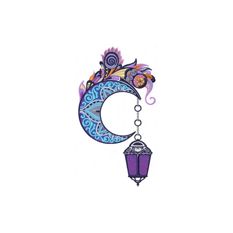 Mottled moon embroidery design showcasing intricate stitching patterns for creative projects.